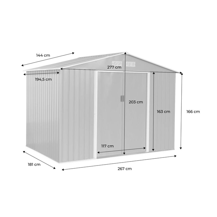 Casetta da giardino in metallo con kit di ancoraggio, 5.9m², quercia