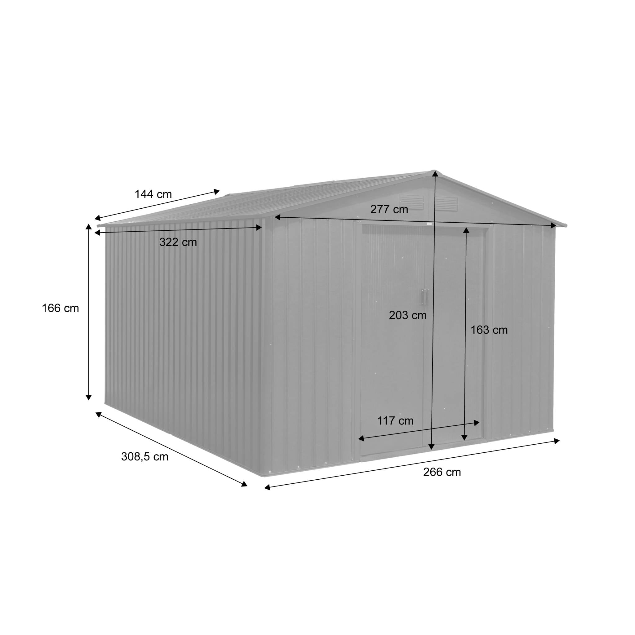 Capannone da giardino in metallo, 8.95m², antracite