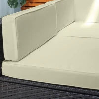 Salotto da Giardino in Rattan da 7 Pezzi con Tavolino e Divano Modulabile con Cuscini, Crema