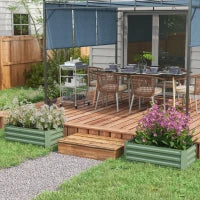 Set di 2 Letti per Orto in Lamiera Ondulata, 100L x 50l x 30H cm, Verde