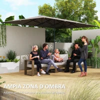 Ombrellone Doppio da Giardino 4.5x2.6 m, Apertura a Manovella e 12 Stecche, Grigio