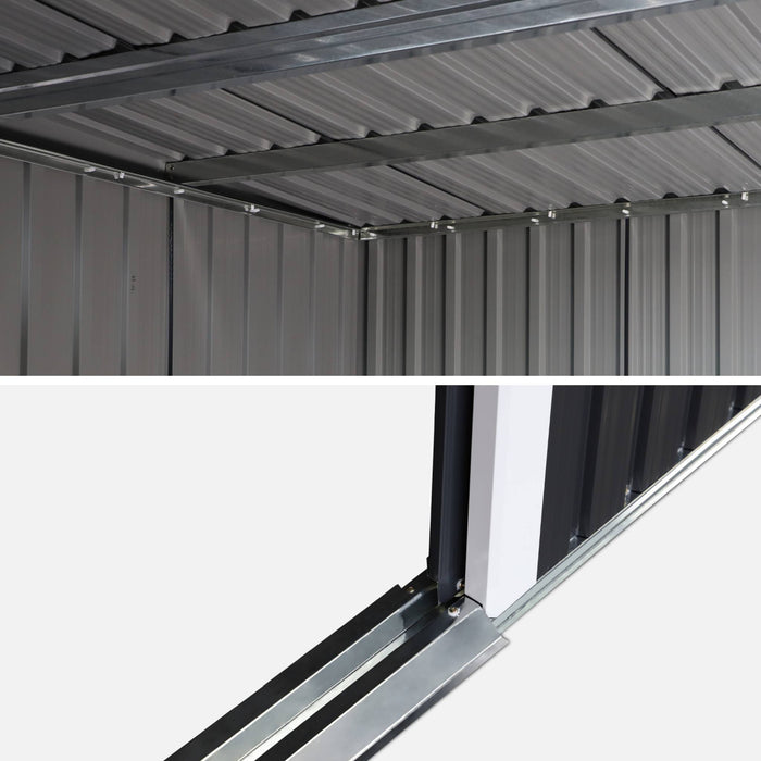 Casetta da giardino in metallo 4,85m2 con lucernario, antracite