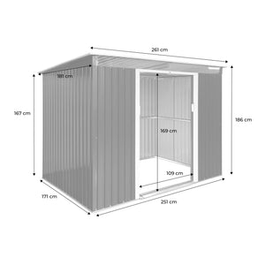 Casetta da giardino in metallo 4,85m2 con lucernario, antracite