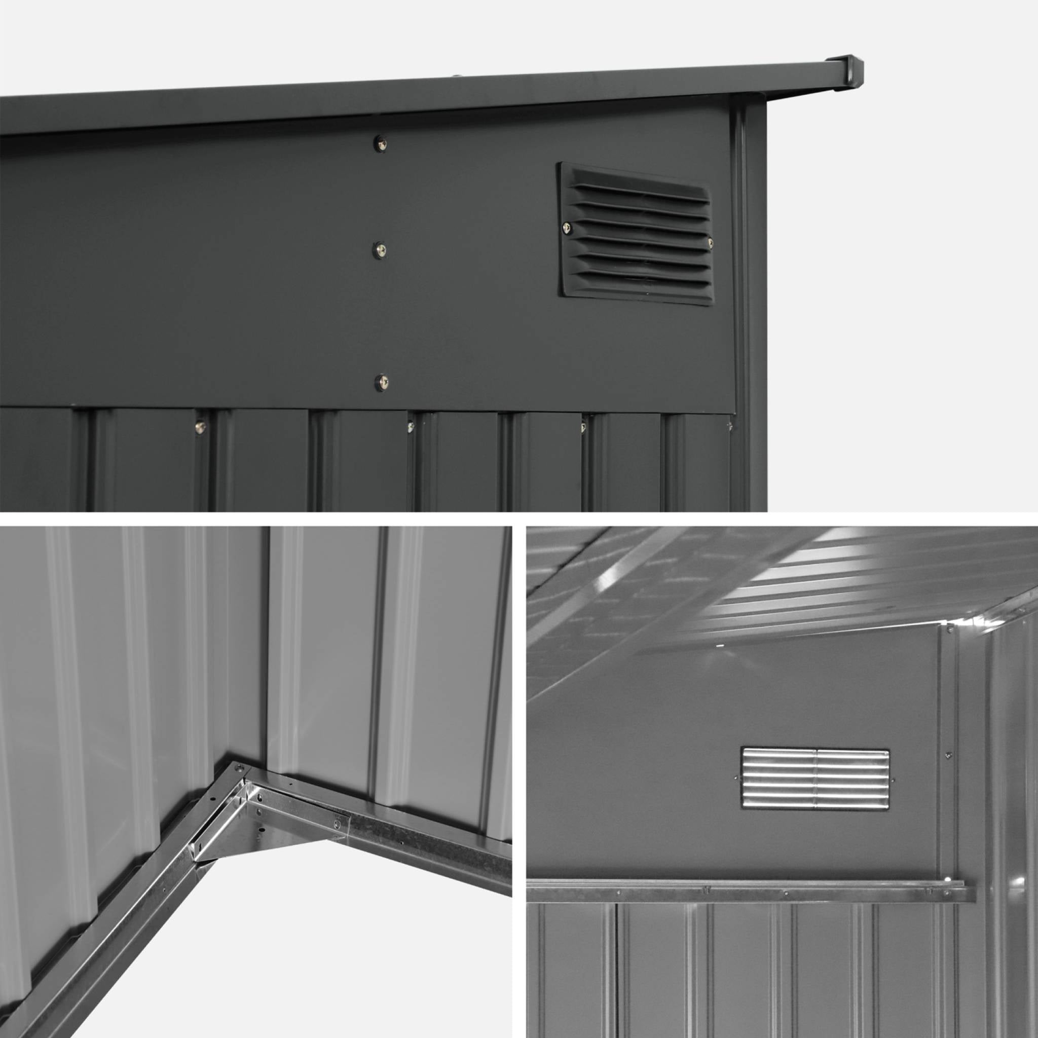 Riparo da giardino in acciaio 5,5m² con kit di ancoraggio, antracite