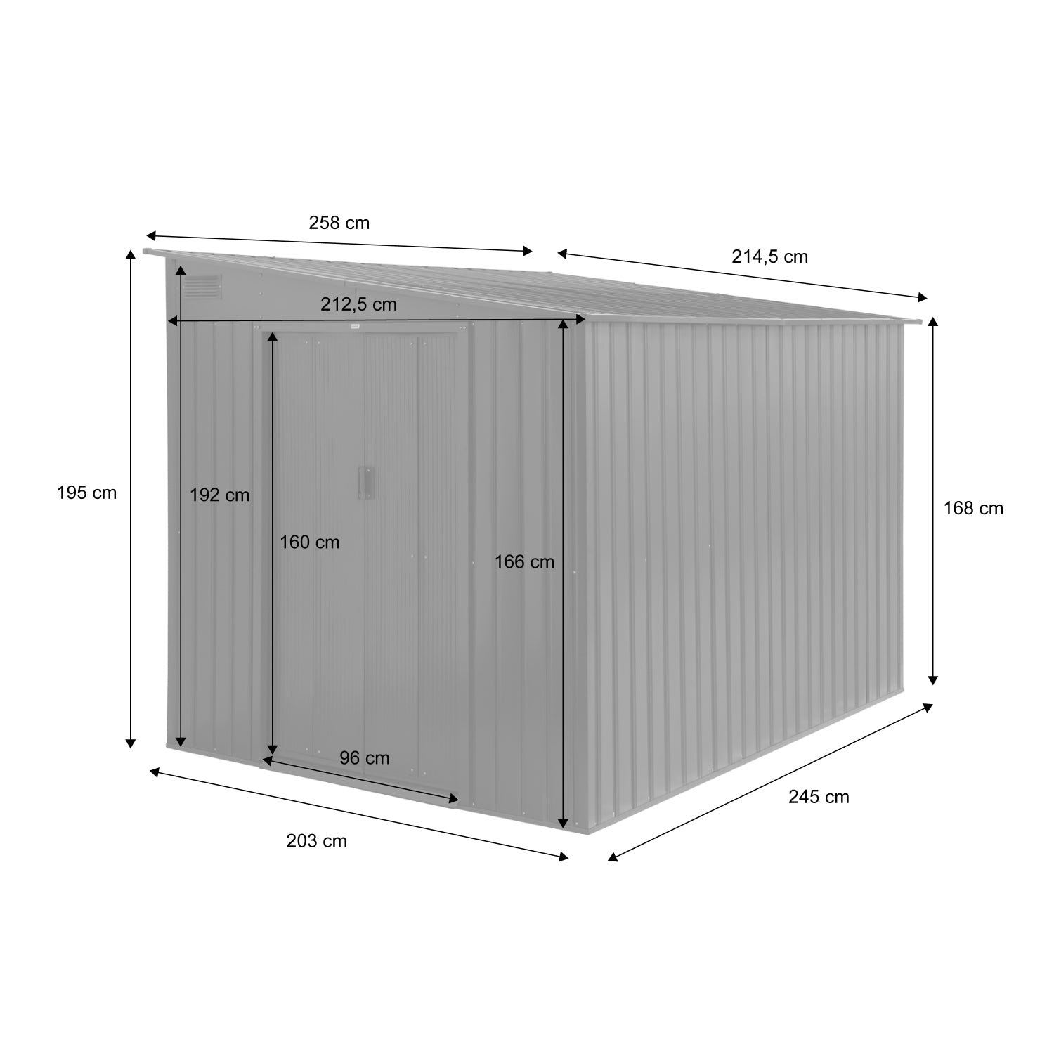 Riparo da giardino in acciaio 5,5m² con kit di ancoraggio, antracite