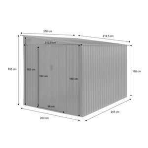 Riparo da giardino in acciaio 5,5m² con kit di ancoraggio, antracite