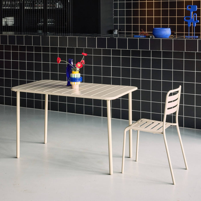 Tavolo da giardino in metallo a 4 posti, beige