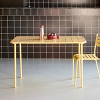 Tavolo da giardino in metallo a 4 posti, giallo