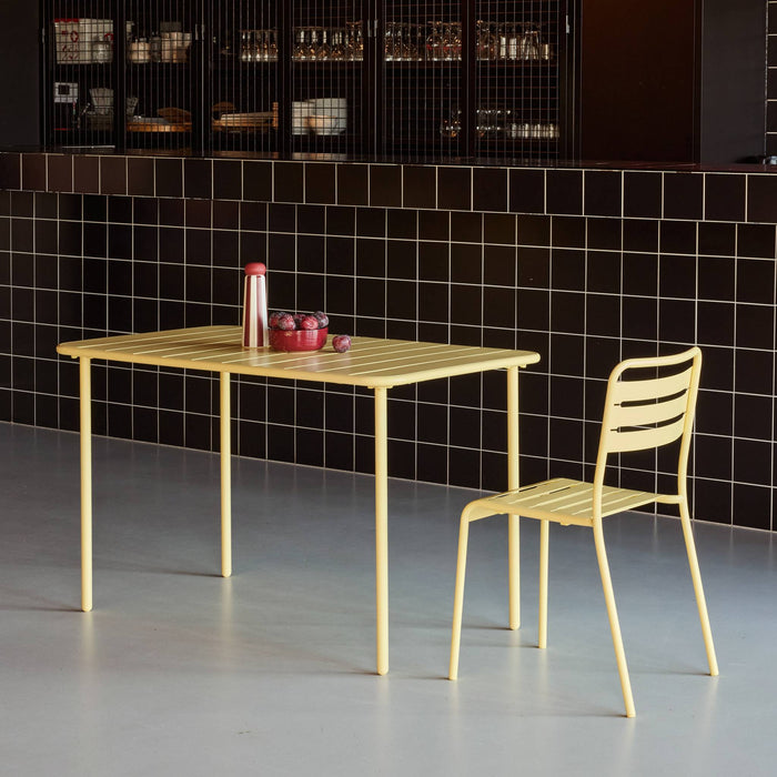 Tavolo da giardino in metallo a 4 posti, giallo