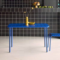 Tavolo da giardino in metallo a 4 posti, blu intenso