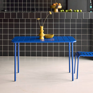 Tavolo da giardino in metallo a 4 posti, blu intenso