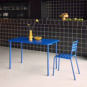 Tavolo da giardino in metallo a 4 posti, blu intenso