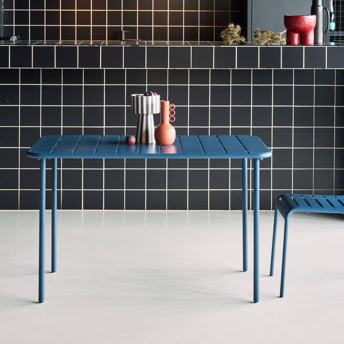 Tavolo da giardino in metallo a 4 posti, blu navy