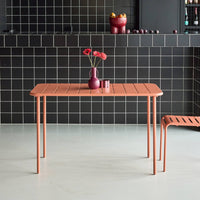 Tavolo da giardino in metallo a 4 posti, rosa tostato