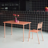 Tavolo da giardino in metallo a 4 posti, rosa tostato