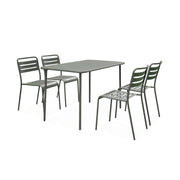 Set tavolo da giardino bistrot in acciaio con 4 sedie, 120cm, verde