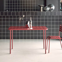 Tavolo da giardino in metallo a 4 posti, terra di siena