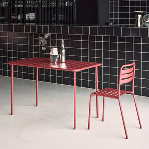 Tavolo da giardino in metallo a 4 posti, terra di siena