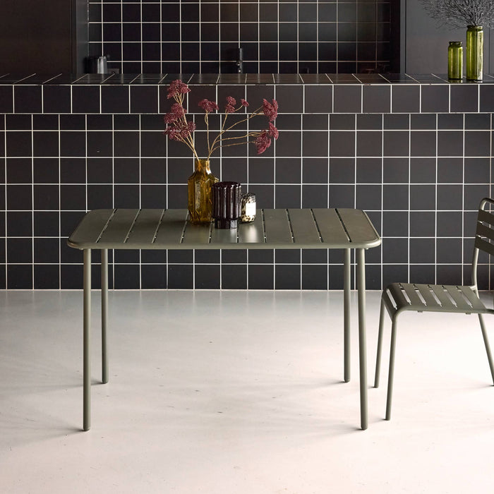 Tavolo da giardino in metallo a 4 posti, verde kaki