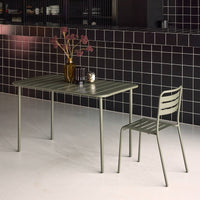 Tavolo da giardino in metallo a 4 posti, verde kaki