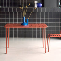 Tavolo da giardino in metallo a 4 posti, terracotta