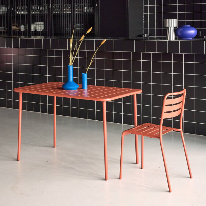 Tavolo da giardino in metallo a 4 posti, terracotta