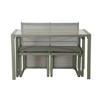 Tavolo da giardino incastrabile in acciaio e textilene e 4 sedute,