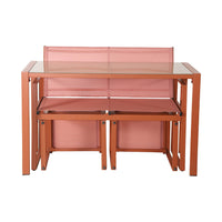 Tavolo da giardino incastrabile in acciaio e textilene e 4 sedute,