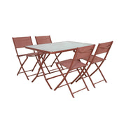 Tavolo da giardino pieghevole in acciaio + 4 sedute terracotta |