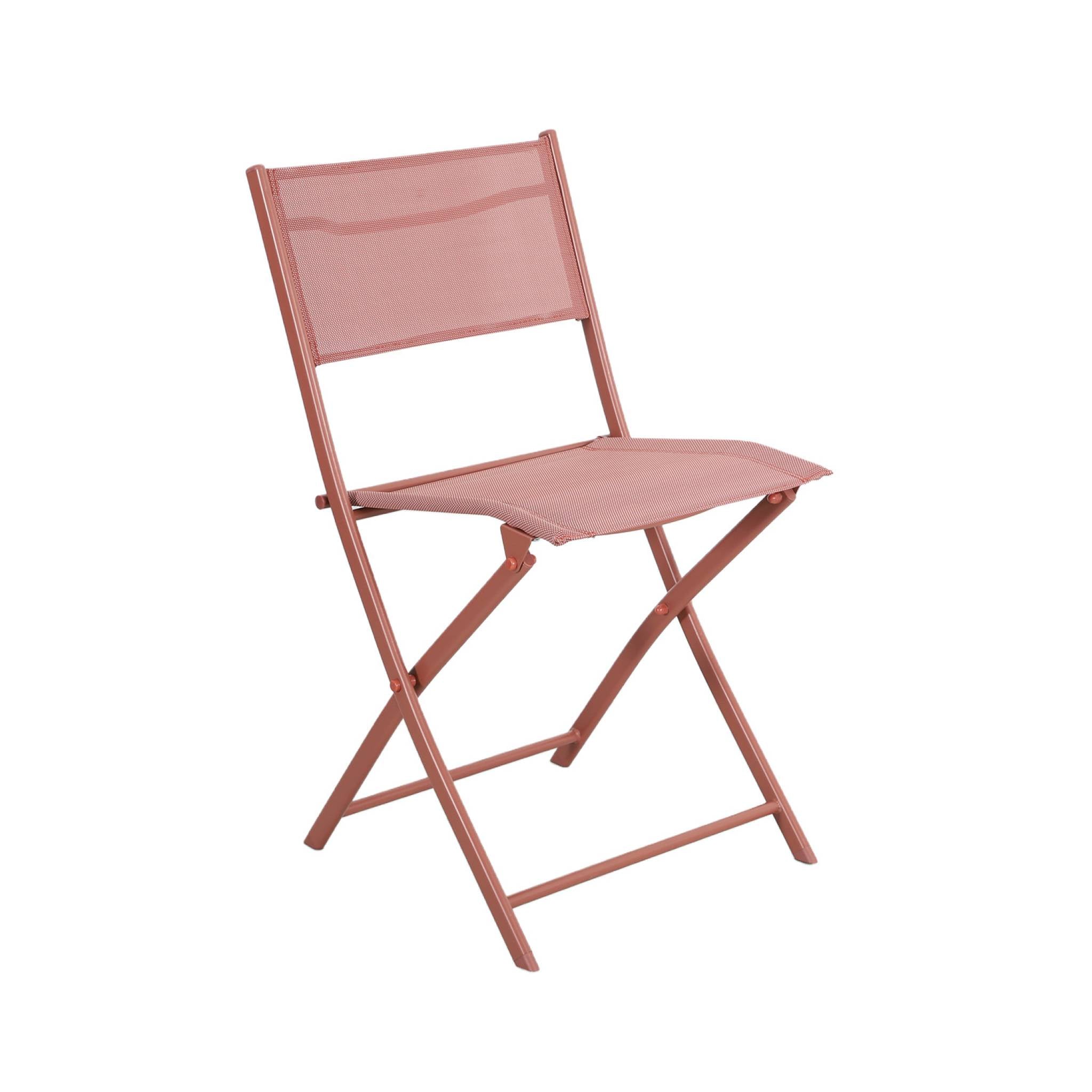 Tavolo da giardino pieghevole in acciaio + 4 sedute terracotta |