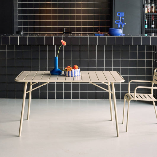 Tavolo da giardino pieghevole in metallo,  6 posti, beige