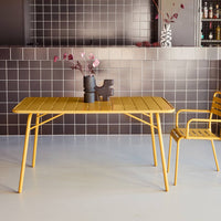 Tavolo da giardino pieghevole in metallo,  6 posti, ocra