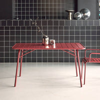 Tavolo da giardino pieghevole in metallo,  6 posti, terra di siena