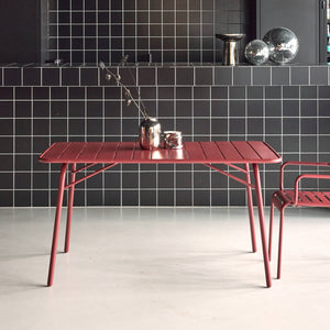 Tavolo da giardino pieghevole in metallo,  6 posti, terra di siena