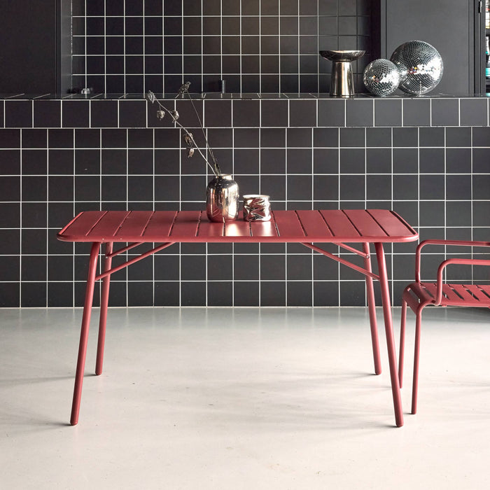 Tavolo da giardino pieghevole in metallo,  6 posti, terra di siena