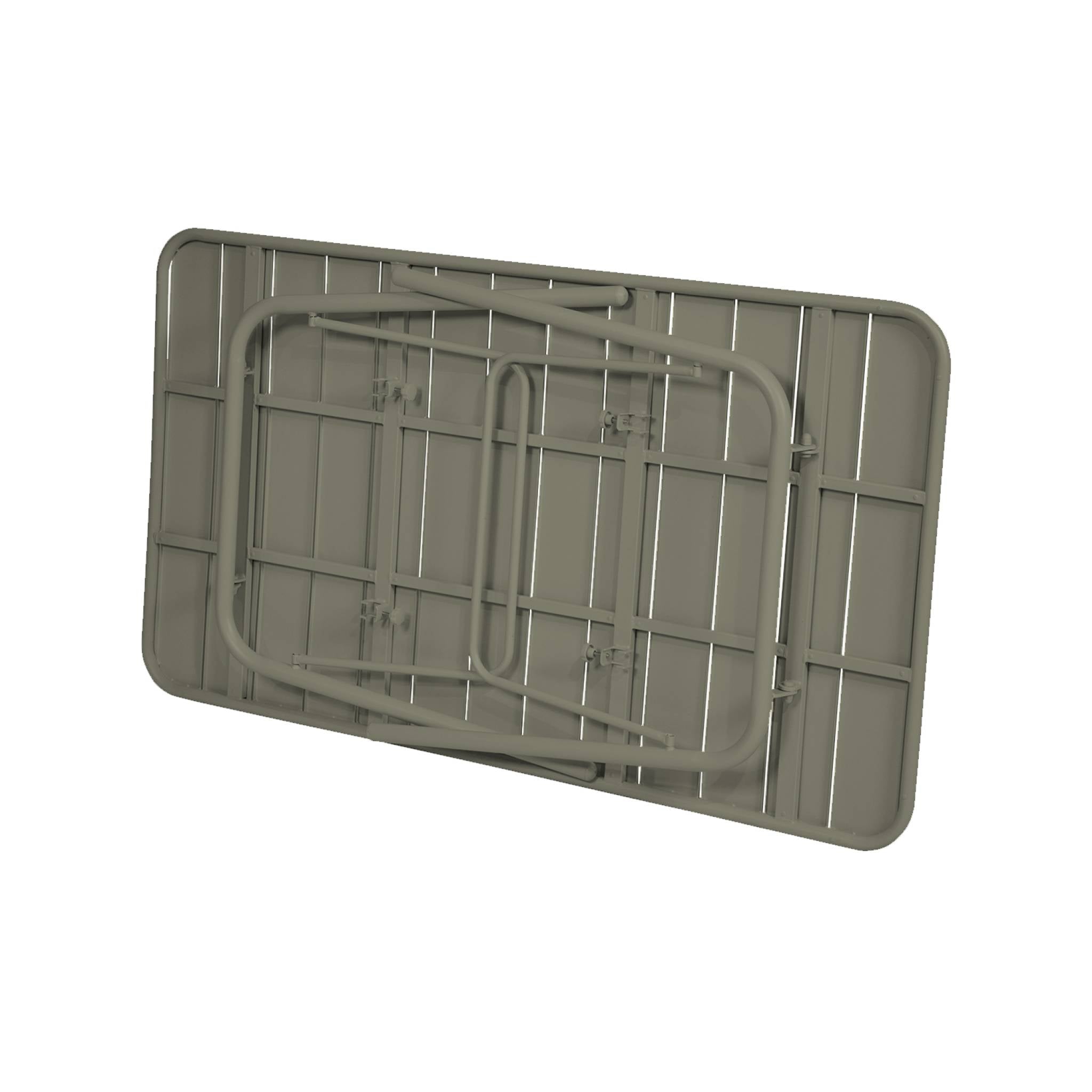 Tavolo da giardino pieghevole in metallo,  6 posti, verde kaki