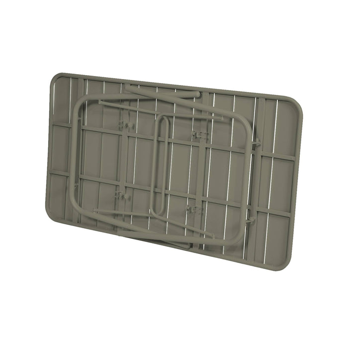 Tavolo da giardino pieghevole in metallo,  6 posti, verde kaki