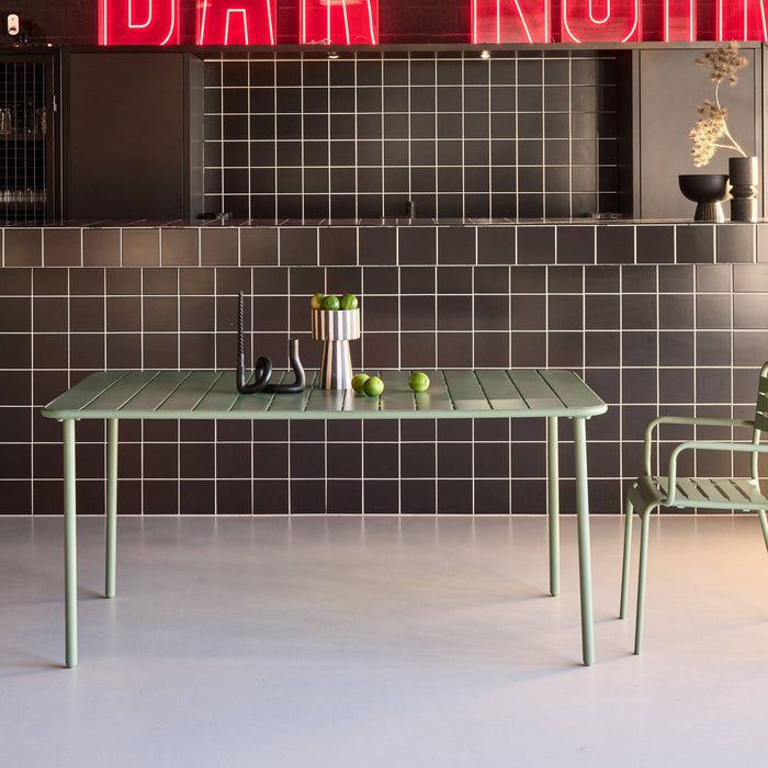 Tavolo da giardino in metallo, 6-8 posti a sedere, verde