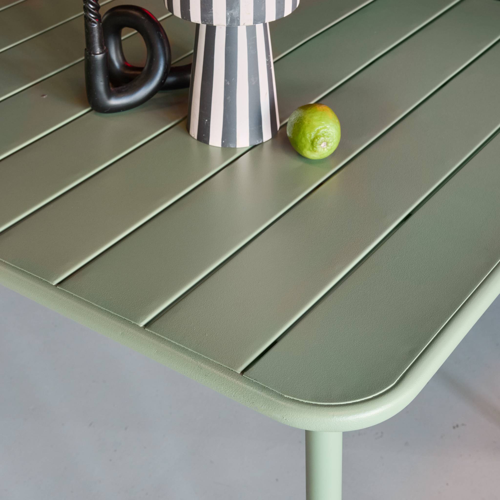 Tavolo da giardino in metallo, 6-8 posti a sedere, verde