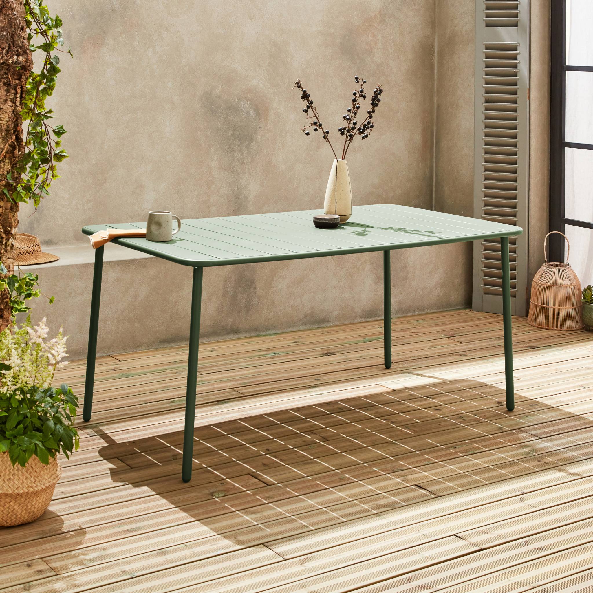 Tavolo da giardino bistrot in metallo 6-8 posti, 160cm, verde