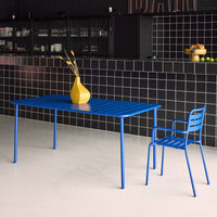 Tavolo da giardino in metallo, 6-8 posti a sedere, blu intenso