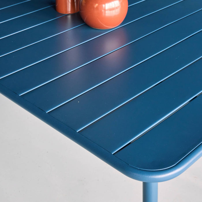 Tavolo da giardino in metallo, 6-8 posti a sedere, blu navy