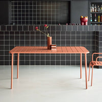 Tavolo da giardino in metallo, 6-8 posti a sedere, rosa tostato