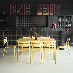 Set tavolo da giardino bistrot in metallo con 8 sedie, giallo