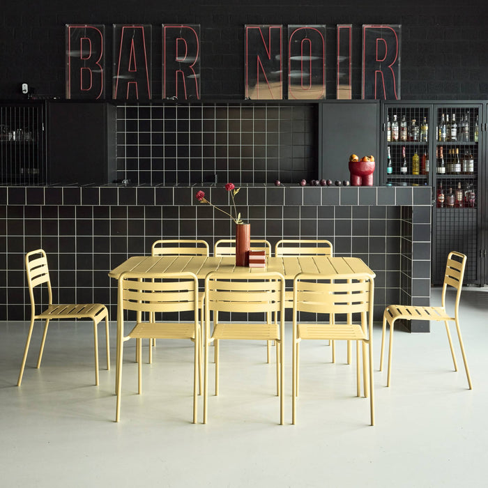 Set tavolo da giardino bistrot in metallo con 8 sedie, giallo