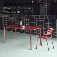 Tavolo da giardino in metallo, 6-8 posti a sedere, terra di siena