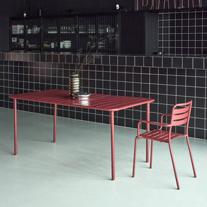 Tavolo da giardino in metallo, 6-8 posti a sedere, terra di siena