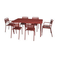 Tavolo da giardino in metallo, 6-8 posti a sedere, terra di siena