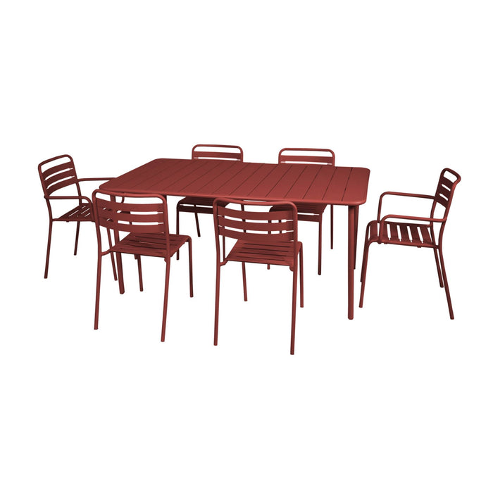 Tavolo da giardino in metallo, 6-8 posti a sedere, terra di siena