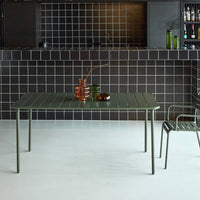 Tavolo da giardino in metallo, 6-8 posti a sedere, verde kaki